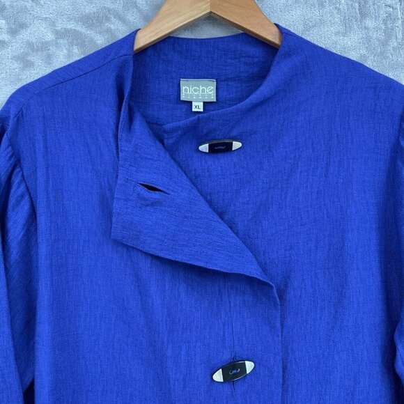 Niche Nilgun Derman Blue Button Front Tunic Top Artistic Lagenlook - Picture 4 of 10